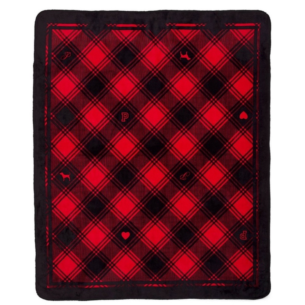 NWT PINK Victoria's Secret Cozy Blanket- Red and Black